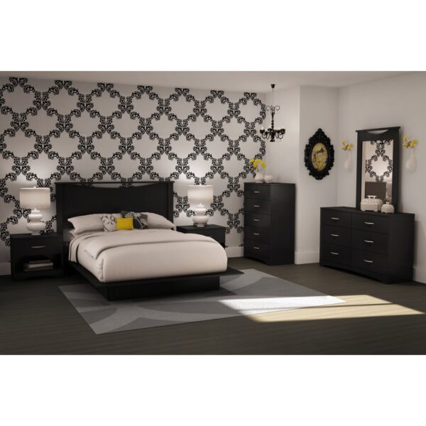 Modern 5-Drawer Bedroom Chest in Black Wood Finish - Image 2
