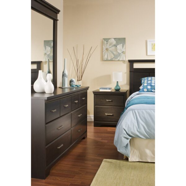 Triple Dresser in Ebony Wood Finish with 6 Drawers and Metal Handles - Image 2
