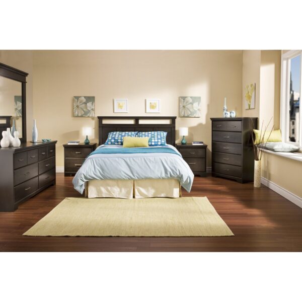Triple Dresser in Ebony Wood Finish with 6 Drawers and Metal Handles - Image 3