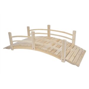 Outdoor 6-Ft Wooden Garden Bridge - Weight Capacity 575 lbs