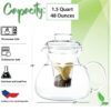 1.5 Quart Stovetop Clear Glass Teapot Kettle with Infuser and Lid - Image 4