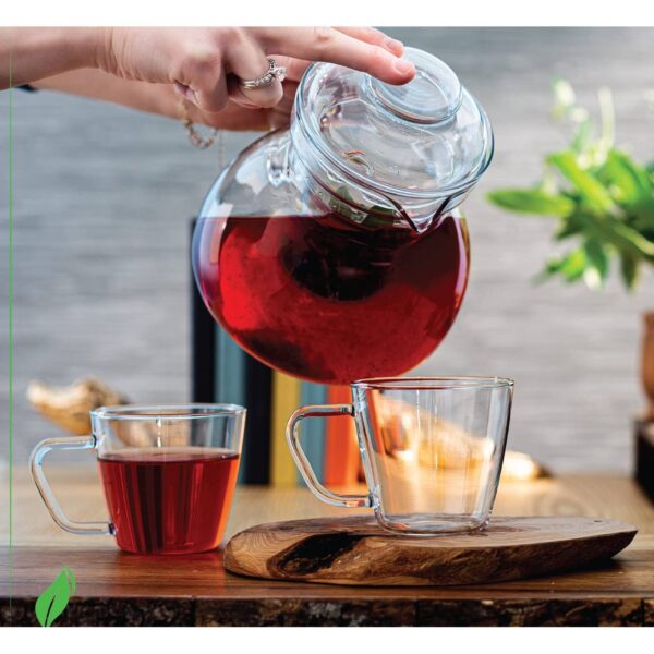 1.5 Quart Stovetop Clear Glass Teapot Kettle with Lid - Microwave Safe - Image 2
