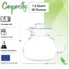 1.5 Quart Stovetop Clear Glass Teapot Kettle with Lid - Microwave Safe - Image 4