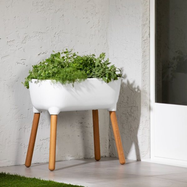 White Scandinavian Elevated Raised Smart Drainage Planter Bed - Image 4