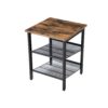 Set of 2 Side Table Nightstand with Medium Wood Finish Top and Mesh Shelves - Image 2