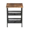 Set of 2 Side Table Nightstand with Medium Wood Finish Top and Mesh Shelves - Image 3