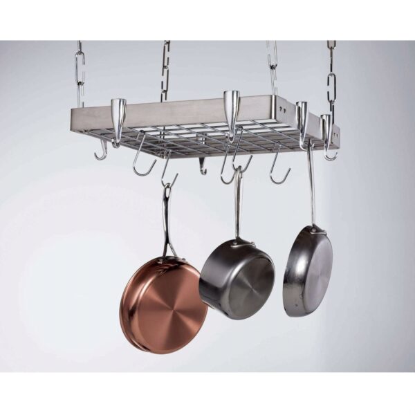 Square Stainless Steel Ceiling Hanging Pot Rack - Image 2