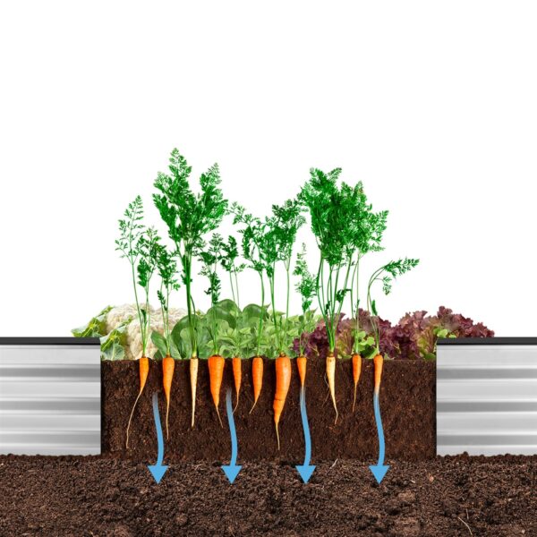 Silver 6 ft x 3 ft Steel Rust Resistant Open Bottom Raised Garden Planter Bed - Image 5