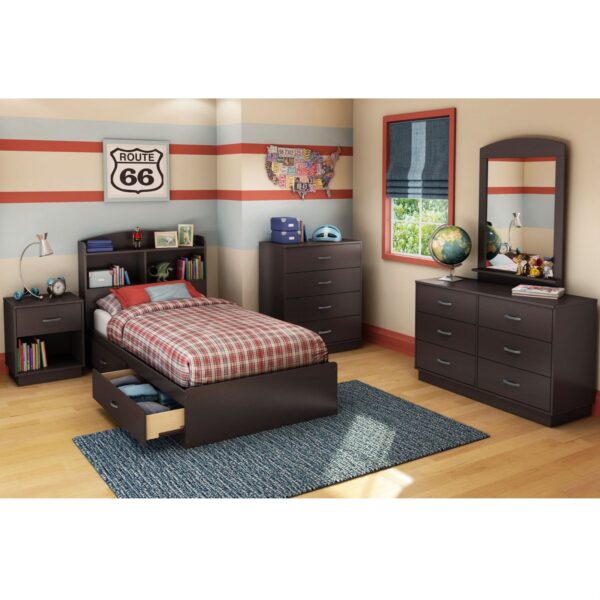 Chocolate Brown Modern Bedroom 6-Drawer Double Dresser Wardrobe - Image 2