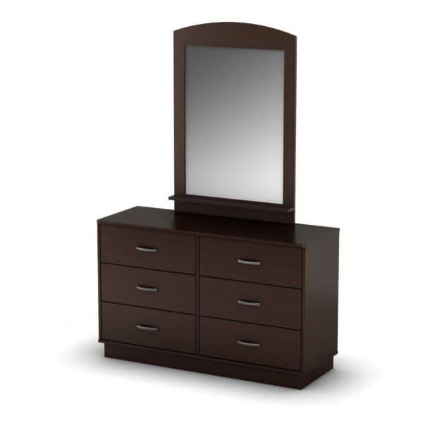 Chocolate Brown Modern Bedroom 6-Drawer Double Dresser Wardrobe - Image 3