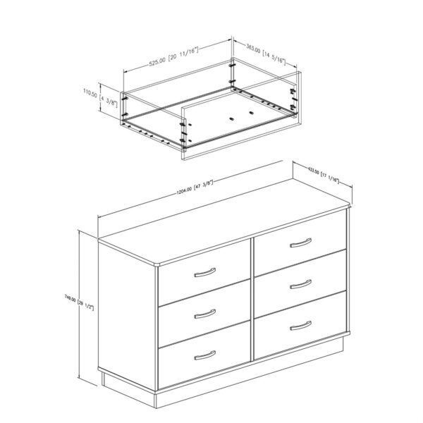 Chocolate Brown Modern Bedroom 6-Drawer Double Dresser Wardrobe - Image 4