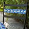 Set of 2 Black Powder Coated Metal Patio Bistro Chairs with Aqua Blue Backrest - Image 2