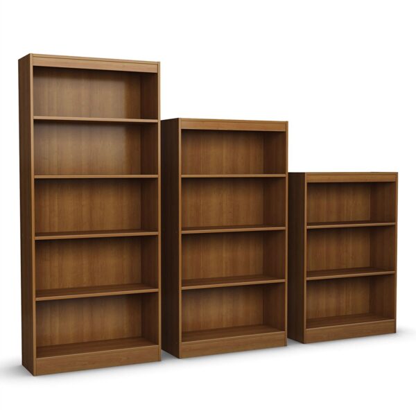Contemporary 4-Shelf Bookcase in Medium Cherry Wood Finish - Image 2