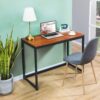 Compact Modern Home Office Laptop Computer Desk Table Metal Frame Wood Top - Image 3