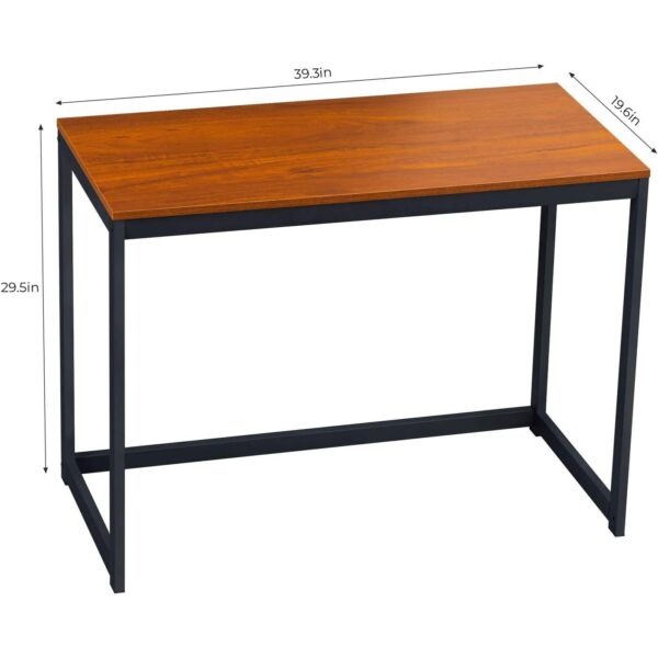 Compact Modern Home Office Laptop Computer Desk Table Metal Frame Wood Top - Image 4