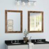 Set of 2 Modern Farmhouse Mirror Set Distressed Brown Wood Frame 31 x 24 inch - Image 3