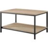 Modern Industrial 2-Tier Coffee Table in Rustic Light Oak Wood Finish - Image 2