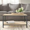 Modern Industrial 2-Tier Coffee Table in Rustic Light Oak Wood Finish - Image 3