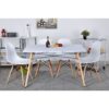 Set of 4 Modern Armless Dining Chairs in White with Wood Legs - Image 3