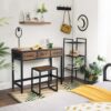 Farmhouse Vanity Table Set Writing Desk Jewelry Station Folding Mirror - Image 3