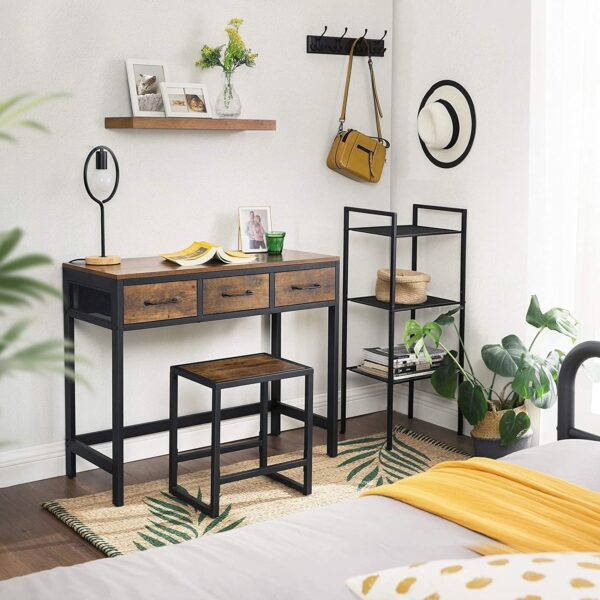 Farmhouse Vanity Table Set Writing Desk Jewelry Station Folding Mirror - Image 3