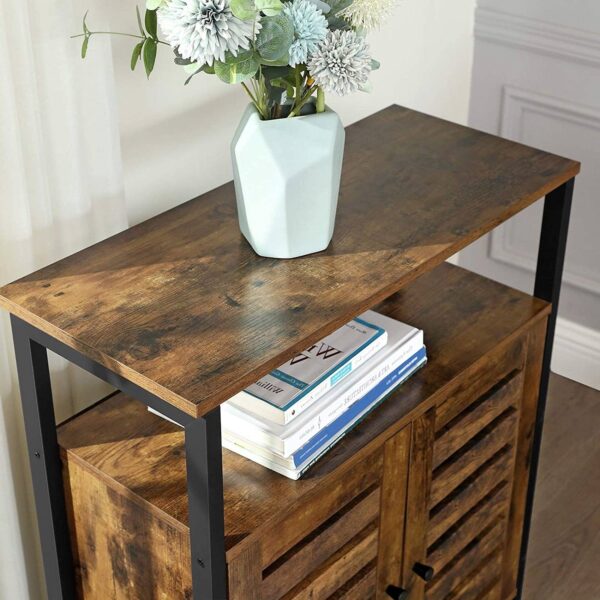 Farmhouse Multifunctional Side Cabinet Accent Table Cupboard with Shelf - Image 3