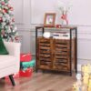Farmhouse Multifunctional Side Cabinet Accent Table Cupboard with Shelf - Image 4
