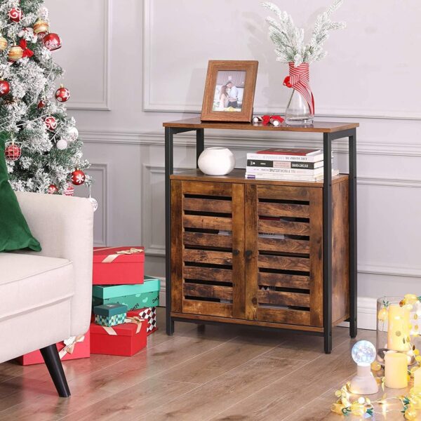 Farmhouse Multifunctional Side Cabinet Accent Table Cupboard with Shelf - Image 4
