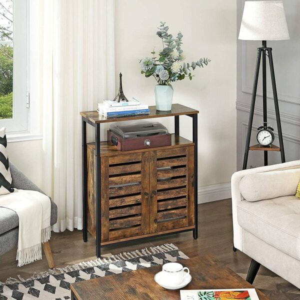 Farmhouse Multifunctional Side Cabinet Accent Table Cupboard with Shelf - Image 5