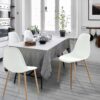 Set of 4 Modern Mid Century Style Dining Chairs in White with Wood Finish Legs - Image 3