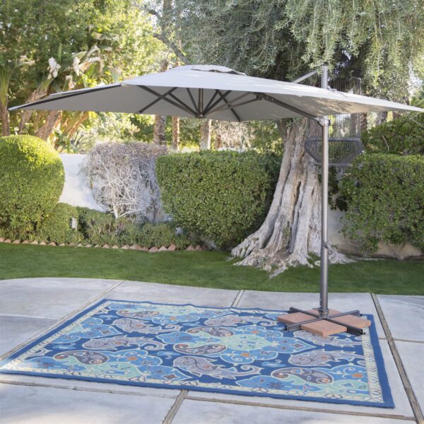 Square 8.5-Ft Offset Patio Umbrella with Mocha Shade and Bronze Finish Pole - Image 2