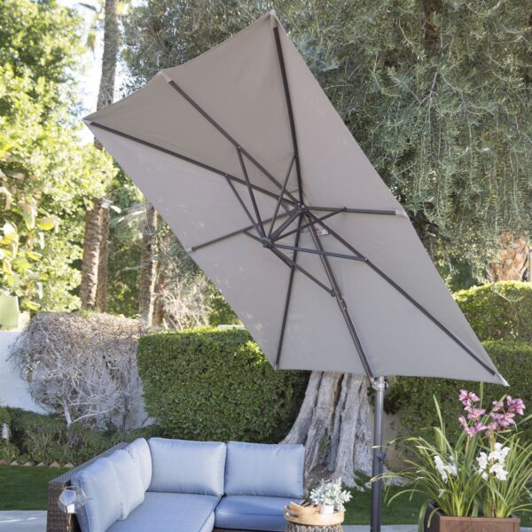 Square 8.5-Ft Offset Patio Umbrella with Mocha Shade and Bronze Finish Pole - Image 3