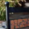 Set of 2 Outdoor Patio Dining Chairs in Black Iron with Terracotta Backrest - Image 3
