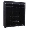 Steel Frame Black Fabric Portable Wardrobe Clothes Closet with Storage Shelves