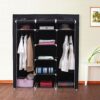 Steel Frame Black Fabric Portable Wardrobe Clothes Closet with Storage Shelves - Image 2