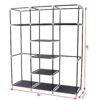 Steel Frame Black Fabric Portable Wardrobe Clothes Closet with Storage Shelves - Image 4