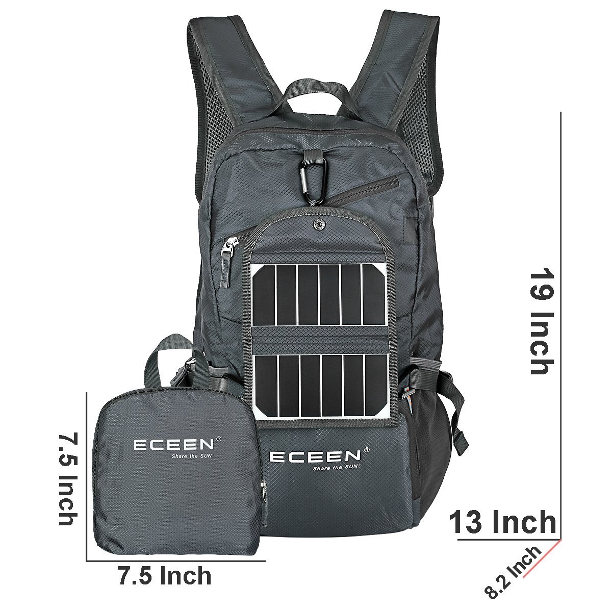 Grey 3.25 Watt Solar Battery Charger Backpack Charge Smart-phones Tablets and More - Image 2