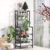Modern Gray Metal Wood Kitchen Baker's Rack Shelf Microwave Stand - Image 4