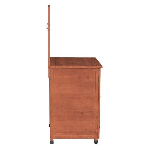 Outdoor Storage Solid Wood Cabinet Potting Bench with Hanging Lattice Trellis - Image 3