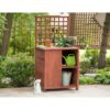 Outdoor Storage Solid Wood Cabinet Potting Bench with Hanging Lattice Trellis - Image 4