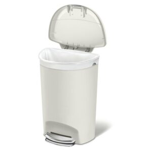 Heavy Duty 13-Gallon Kitchen Trash Can with Step Open Lid in Beige Stone