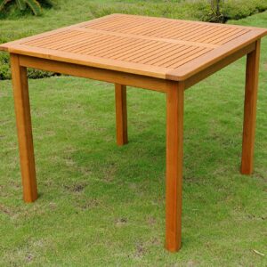 Square 32-inch Outdoor Wood Patio Dining Table