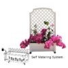 Indoor/Outdoor White Plastic Self Watering Planter with Trellis on Wheels - Image 4