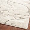 3'3 x 5'3 Shag Area Rug in Beige Off White with Scrolling Floral Pattern - Image 2
