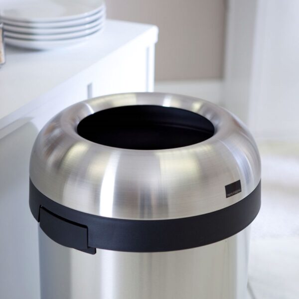 Round Stainless Steel 16-Gallon Kitchen Trash Can with Open Top Design - Image 4