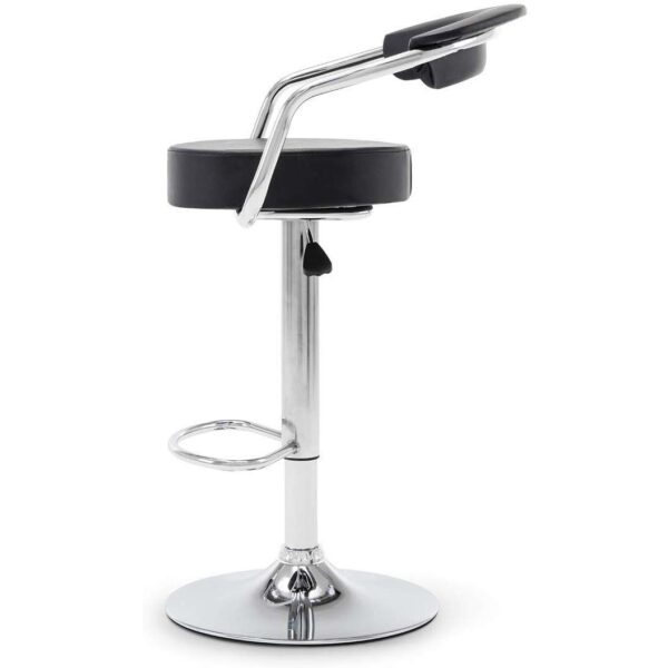 Set of 2 Modern Bar Stools with Black Faux Leather Round Seat with Footrest - Image 2