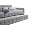 Gray Tufted Polyester Linen Twin Daybed with Trundle - Image 2
