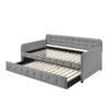 Gray Tufted Polyester Linen Twin Daybed with Trundle - Image 5