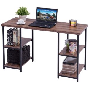 Modern Classic Wood and Metal Computer Desk with Book Shelves
