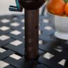 Black Wrought Iron Outdoor Bistro Patio Table with Timeless Round Tabletop - Image 2
